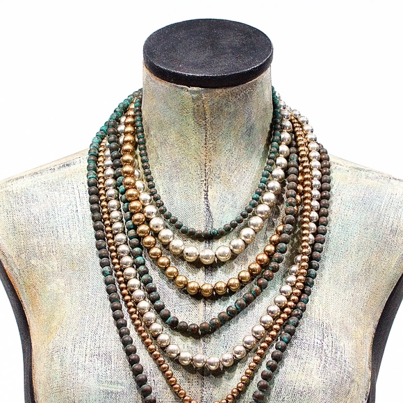 VTG 90's Large Metalized Acrylic Beaded Necklace - Picture 3 of 4